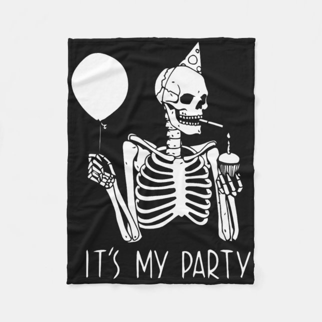 Min Party Lazy Halloween Costume Skeleton Skull Fleecefilt (Framsidan)