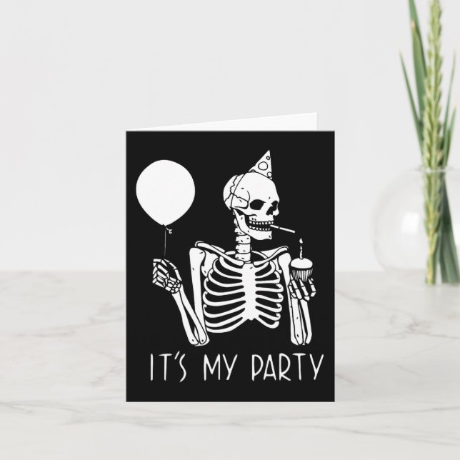 Min Party Lazy Halloween Costume Skeleton Skull Kort (Framsida)