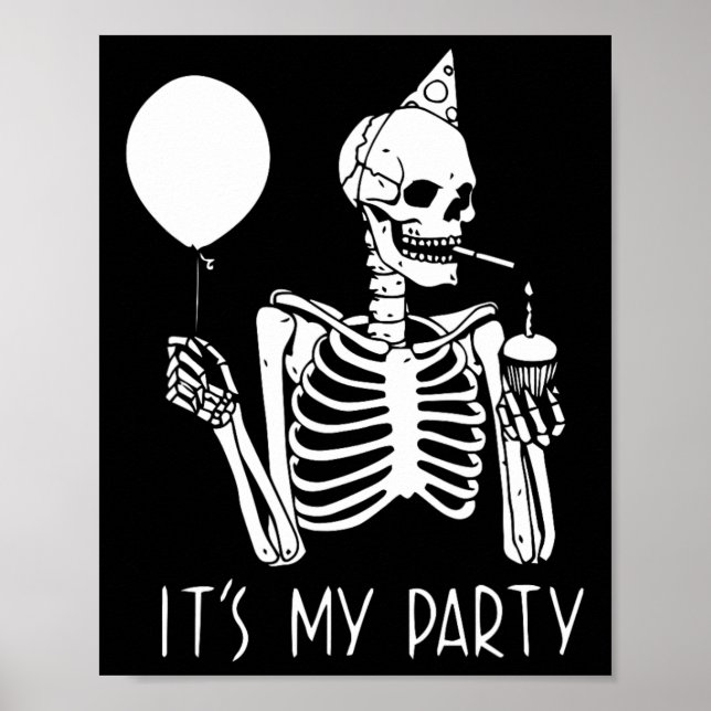 Min Party Lazy Halloween Costume Skeleton Skull Poster (Framsidan)