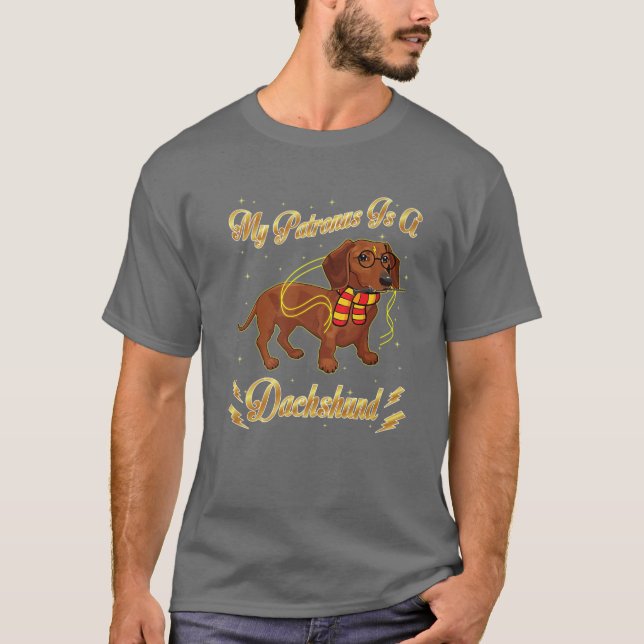 Min Patronus är en Dachshund Harry Hund Potter Pap T Shirt (Framsida)
