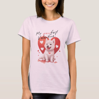Min Pawfect Valentine - Cute White Jindo Puppy T Shirt