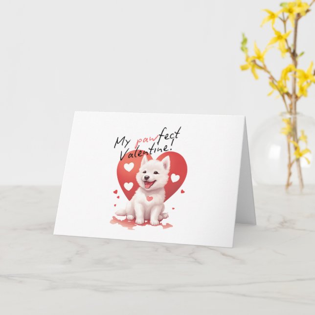 Min Pawfect Valentine - Vita Jindo Puppy Kort (Gul blomma)