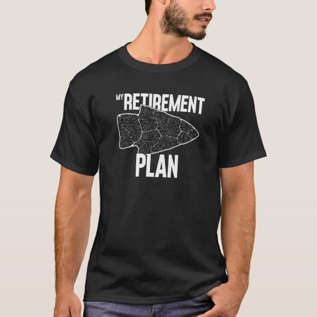 Min Pension-plan Arrowhad Hunting Flintknapping T Shirt (Framsida)