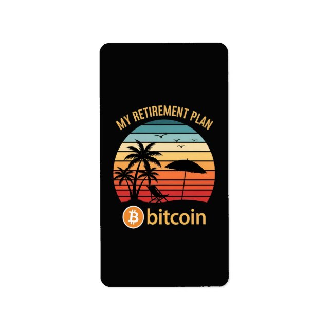 Min pensionsplan Bitcoin Beach Sunset Adressetikett (Framsidan)