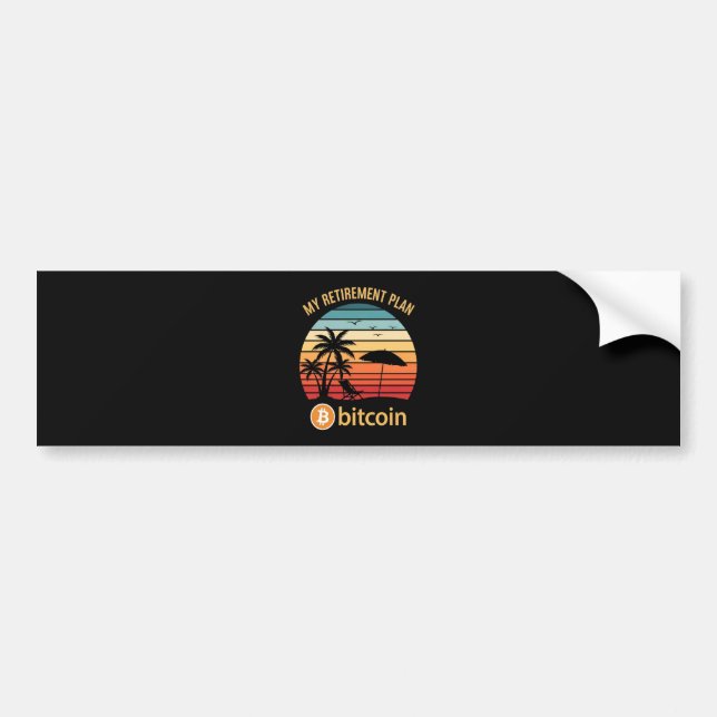 Min pensionsplan Bitcoin Beach Sunset Bildekal (Framsidan)