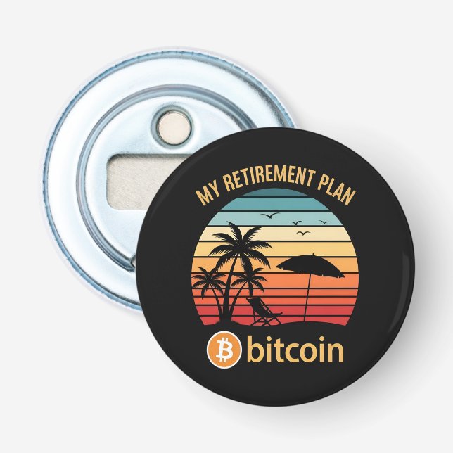 Min pensionsplan Bitcoin Beach Sunset Flasköppnare (Framsidan)