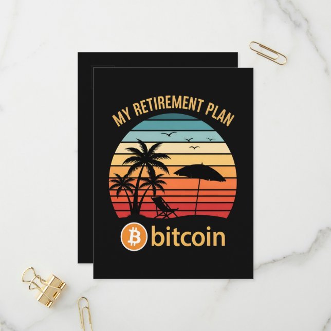 Min pensionsplan Bitcoin Beach Sunset Inbjudan Vykort (Fram/Back In Situ)