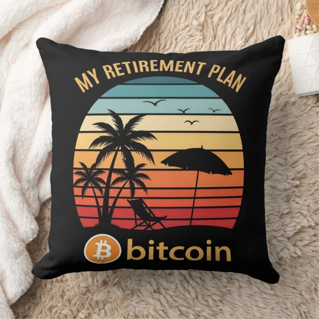 Min pensionsplan Bitcoin Beach Sunset Kudde (Filt)
