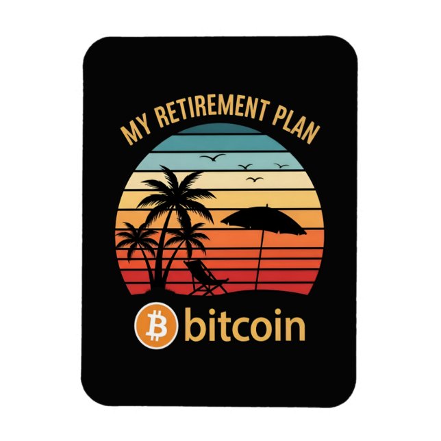 Min pensionsplan Bitcoin Beach Sunset Magnet (Vertikal)