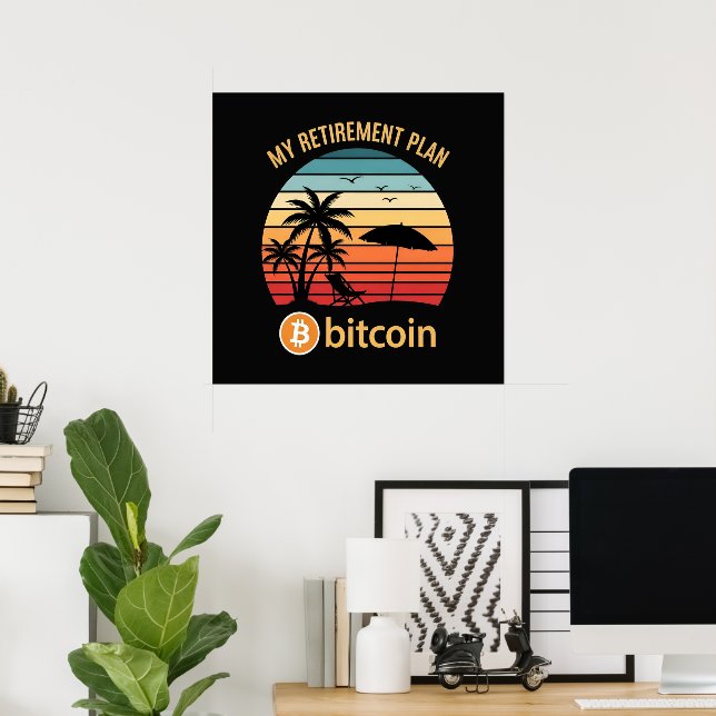 Min pensionsplan Bitcoin Beach Sunset Poster (Hemmakontoret)