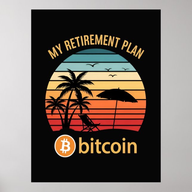 Min pensionsplan Bitcoin Beach Sunset Poster (Framsidan)