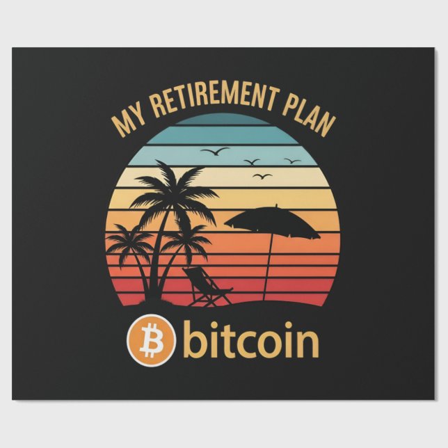 Min pensionsplan Bitcoin Beach Sunset Presentpapper (Platt)