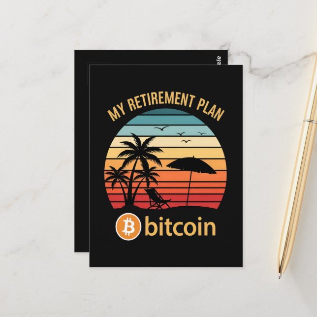 Min pensionsplan Bitcoin Beach Sunset Vykort (Fram/Back In Situ)