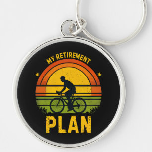 Min pensionsplan cykelentusiast rund silverfärgad nyckelring