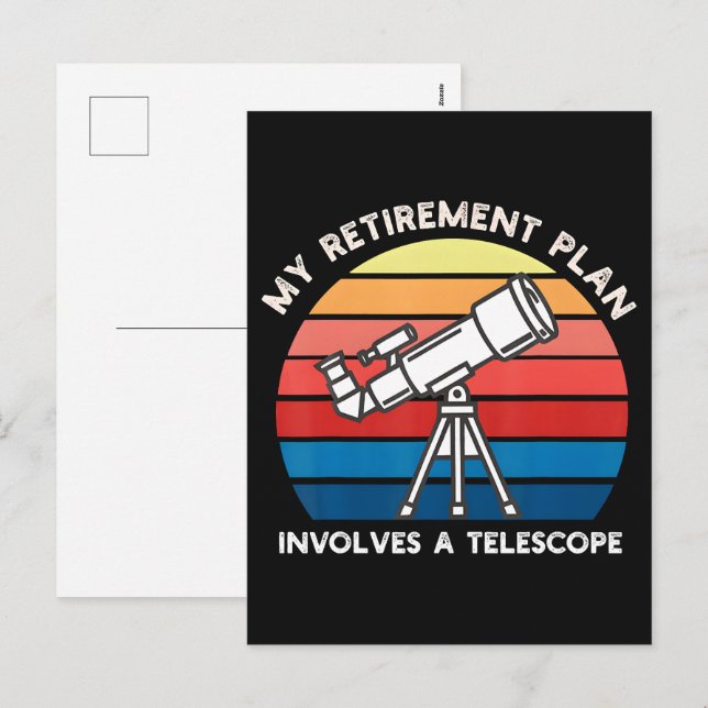Min pensionsplan involverar ett teleskop helg vykort (Fram/baksida)
