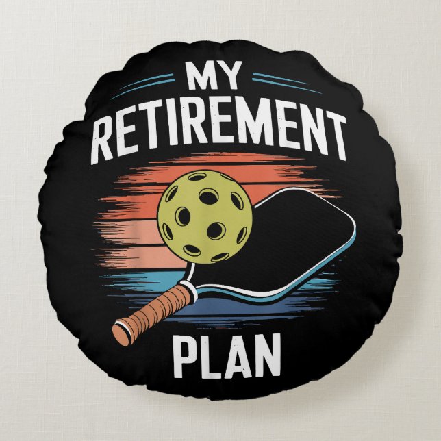 Min pensionsplan Pickleball-spelare Rund Kudde (Framsidan)