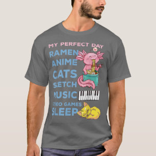 Min Perfekt Dag Anime Funny Quote Ramen Sketch Cat T Shirt