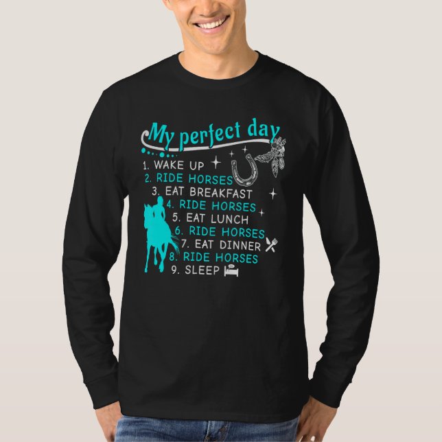 Min Perfekt Dag Cute Horse Riding T Shirt (Framsida)