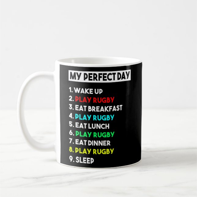Min Perfekt-dag Rugby Player Funny Rugby Coach  Kaffemugg (Vänster)