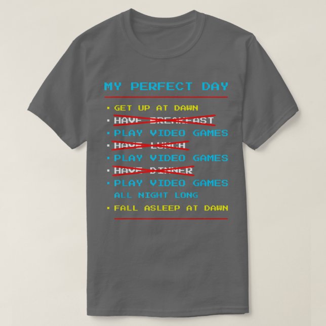 Min Perfekt Day Play Video Games Funny Coola Gamer T Shirt (Design framsida)