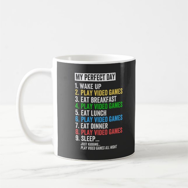 Min perfekt, vakna, spela videospel.. kaffemugg (Vänster)
