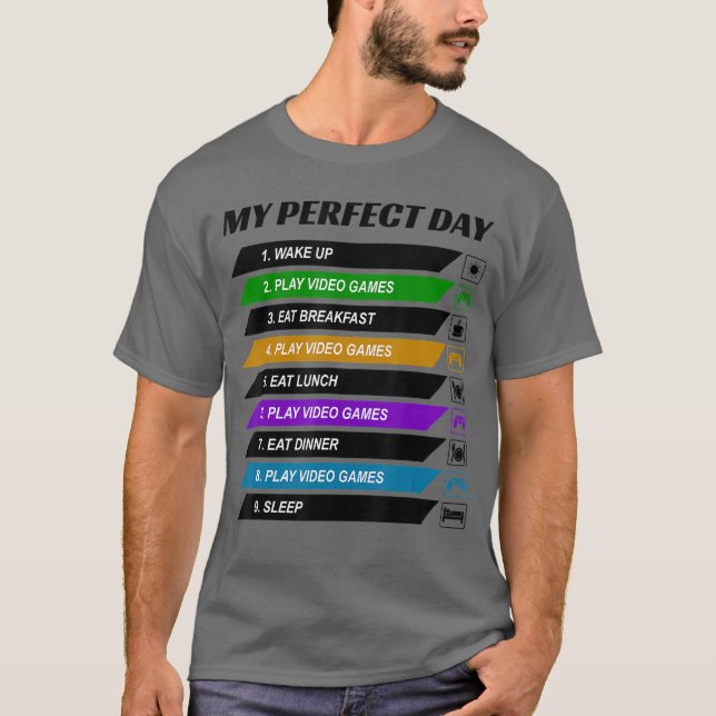 Min perfekta dag TV-spel Superbra present för spel T Shirt (Framsida)