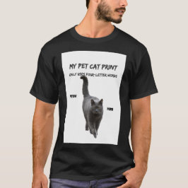 Min Pet Cat Print Funny Cat T-Shirt 4 Brev Ord