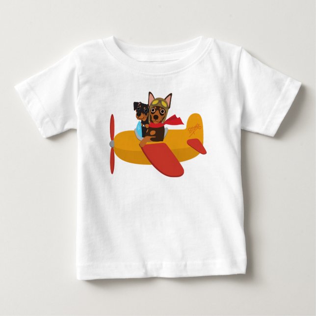 Min Pin-flygplan Småbarn Hoodie Tee (Framsida)