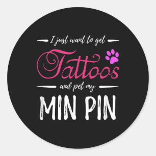 Min Pin Hund Tattoo Miniature Pinscher Hund Mamma Runt Klistermärke