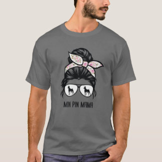Min Pin Mamma Messy Bun Hair Glasses Miniatyr Pins T Shirt
