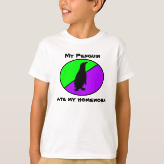 Min pingvin åt min läxa t-shirt