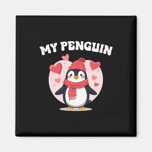 Min pingvin söta kärlek hjärtan valentin romantik magnet