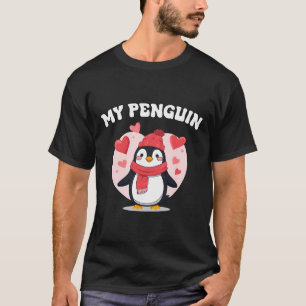 Min pingvin söta kärlek hjärtan valentin romantik t shirt