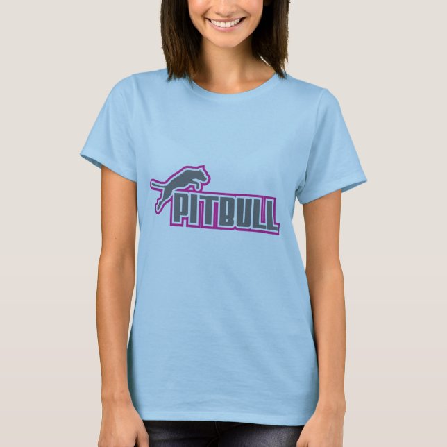 Min Pitbull rosor & grått Tee Shirt (Framsida)