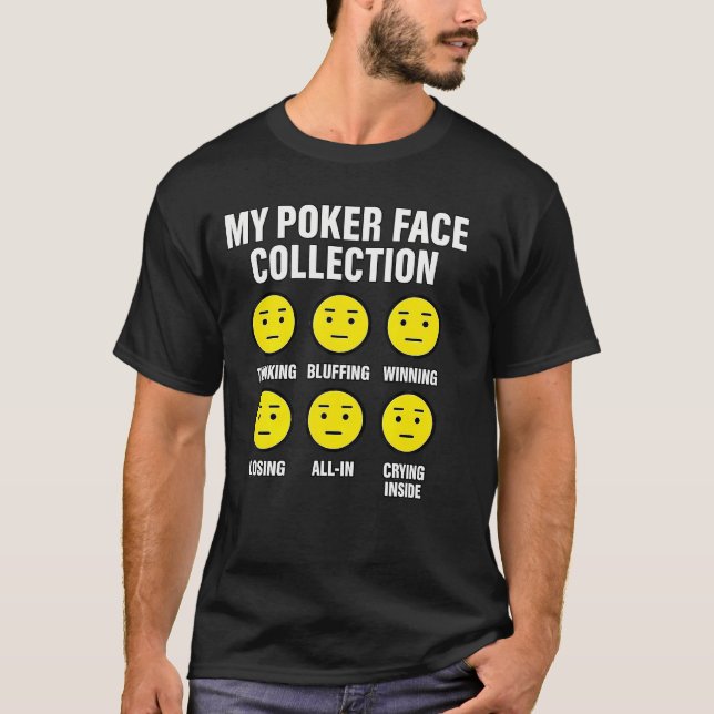 Min Poker Face-samling Rolig Texas Holdem-design T Shirt (Framsida)