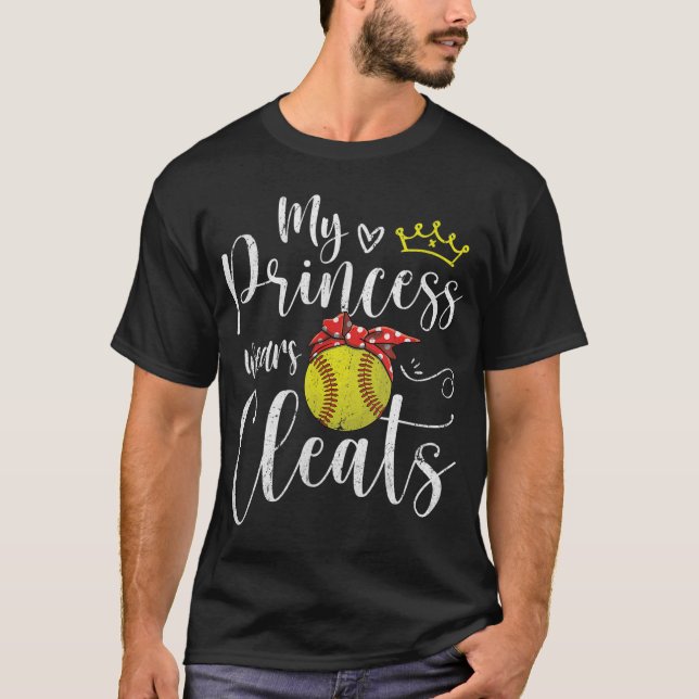 Min princess Wears Cleats Funny Baseball Softball  T Shirt (Framsida)