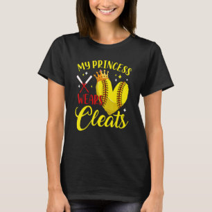 Min princess Wears Cleats Softball DaughMor T Shirt