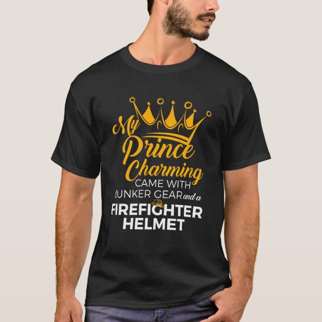 Min prins Charming Firefighter-fru T Shirt (Framsida)