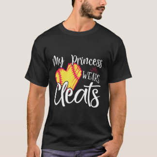 Min prinsessan Wears Cleats - Softball Mamma Pappa T Shirt