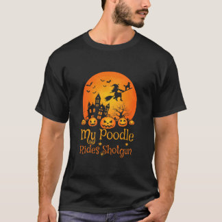 Min Pudel Rides Pistol Pumpkin Witch Halloween T Shirt