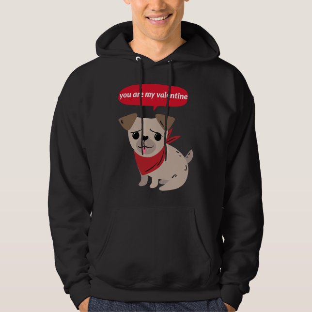 Min pug är min Valentine-Cute-funktion, Pug Classi Hoodie (Framsida)