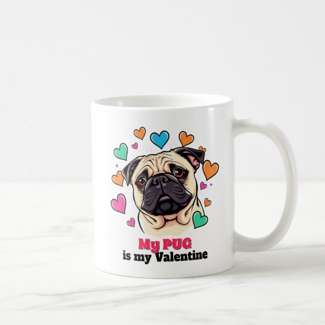 Min pug är Min Valentine Hund Cute Funny Kaffemugg (Höger)