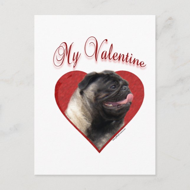 Min Pug Valentine Helg Vykort (Framsida)