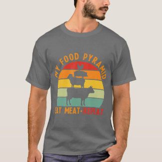 Min Pyramid Food Eat Kött Repeat Funny Kött Älskar T Shirt