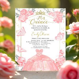 Min Quince Budget Inbjudan Spansk Rosa Blommor