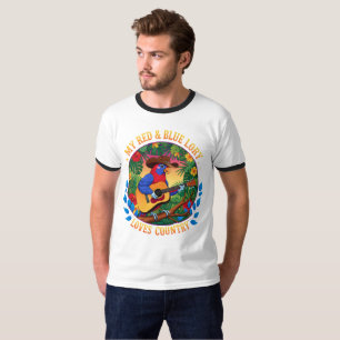 Min Red and Blue Lory Kärlek Land T Shirt