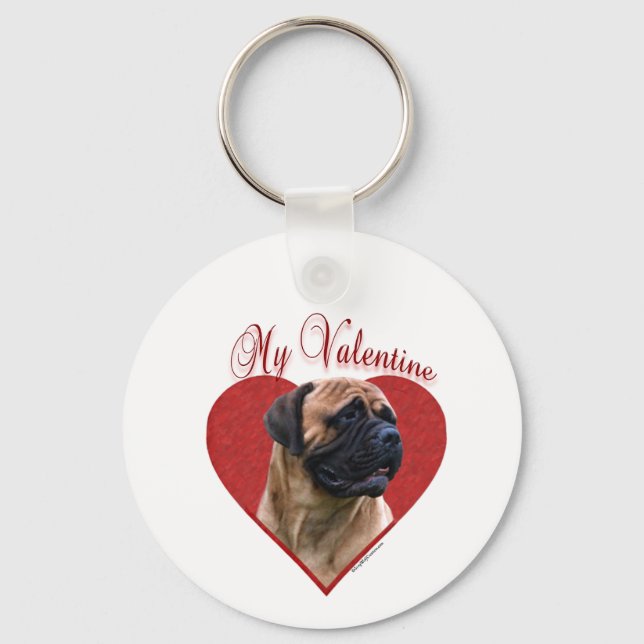 Min Red Bullmastiff Valentine Nyckelring (Framsida)