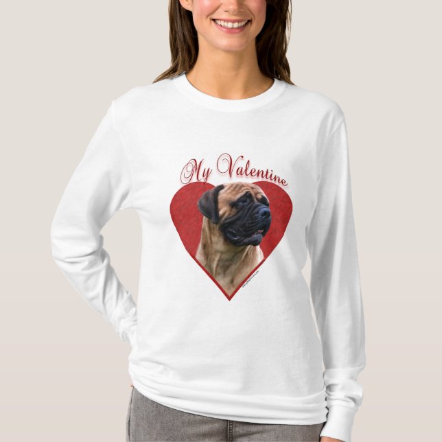 Min Red Bullmastiff Valentine T Shirt (Framsida)