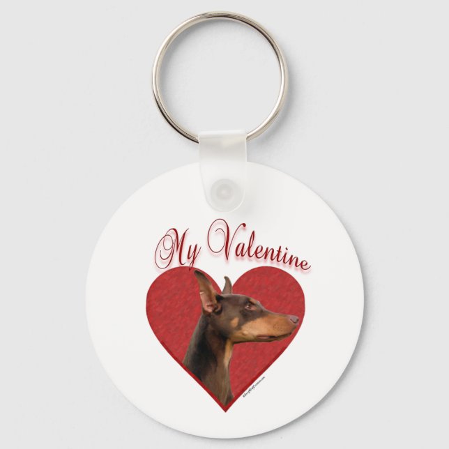 Min Red Doberman Valentine Nyckelring (Framsida)