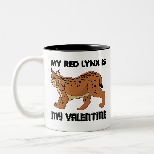 Min Red Lynx är min Valentine Två-Tonad Mugg (Vänster)
